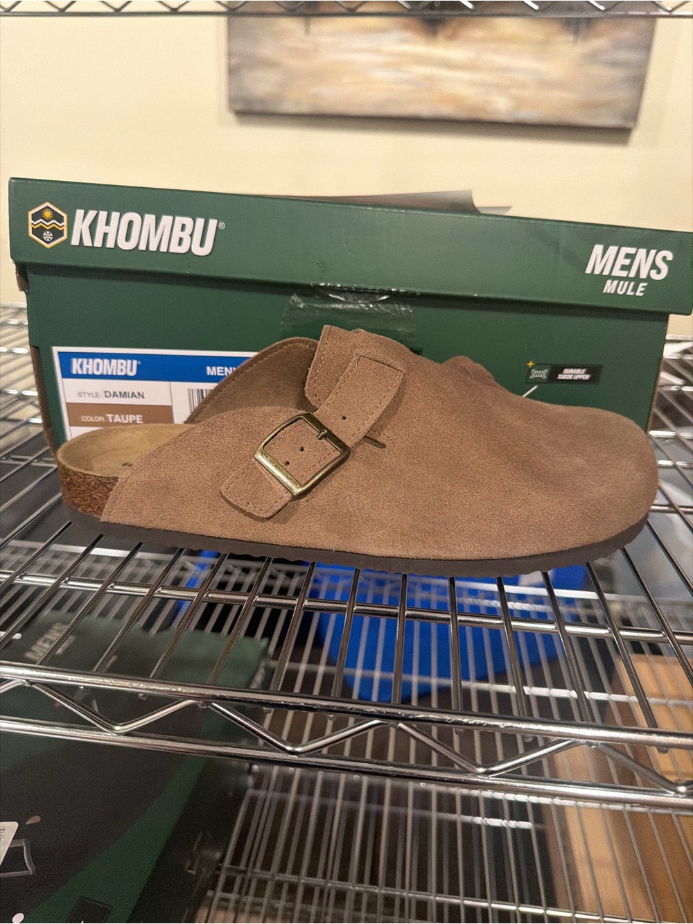 Khombu Damian Men's Mule Taupe Suede Buckle Lightweight Shoes Size 9 M